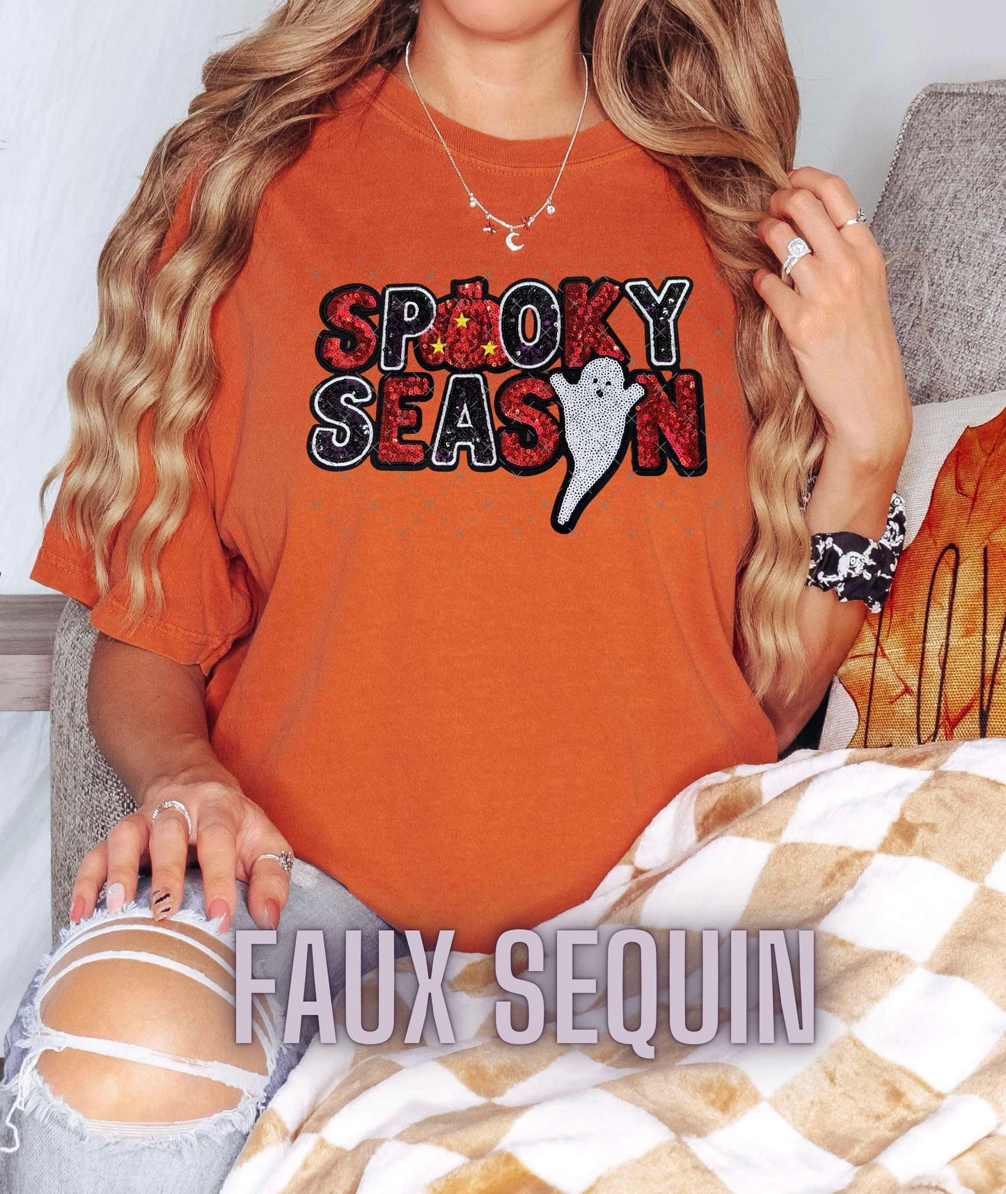 Spooky Season Faux Sequin chenille patch