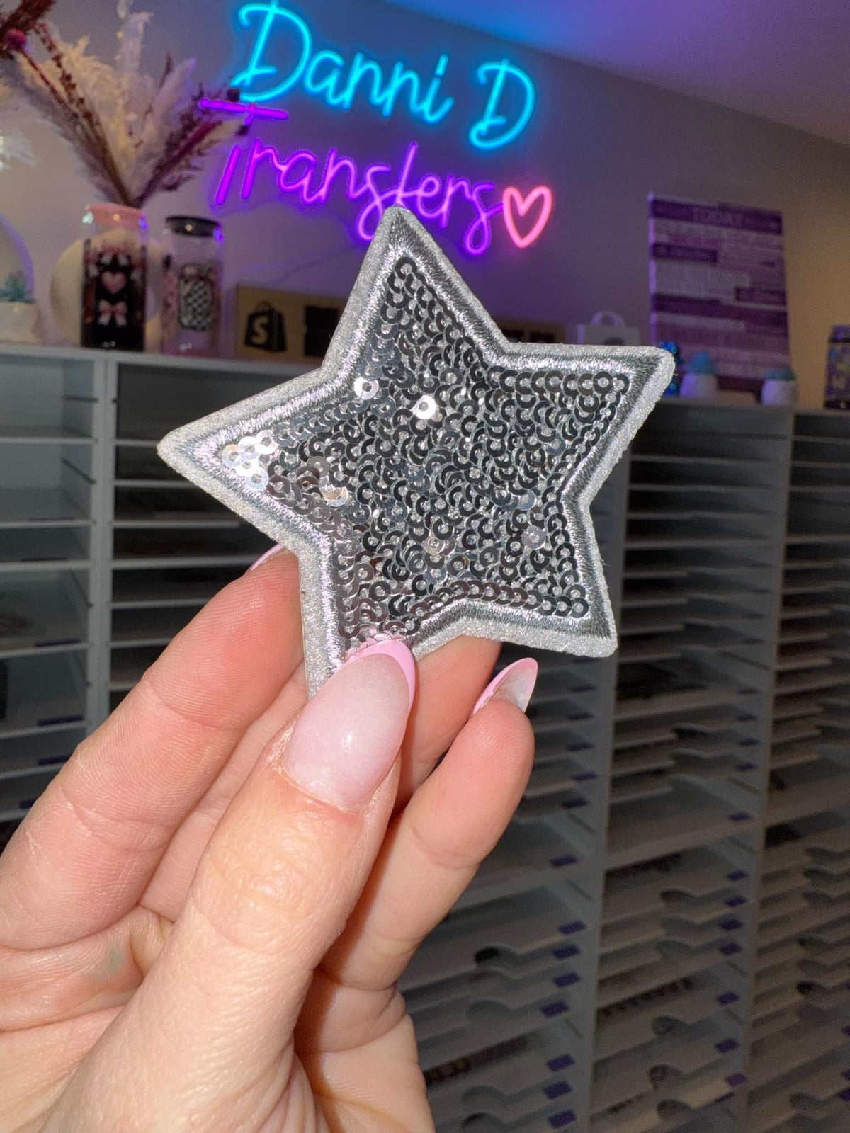 Silver Sequin Star Hat Patch