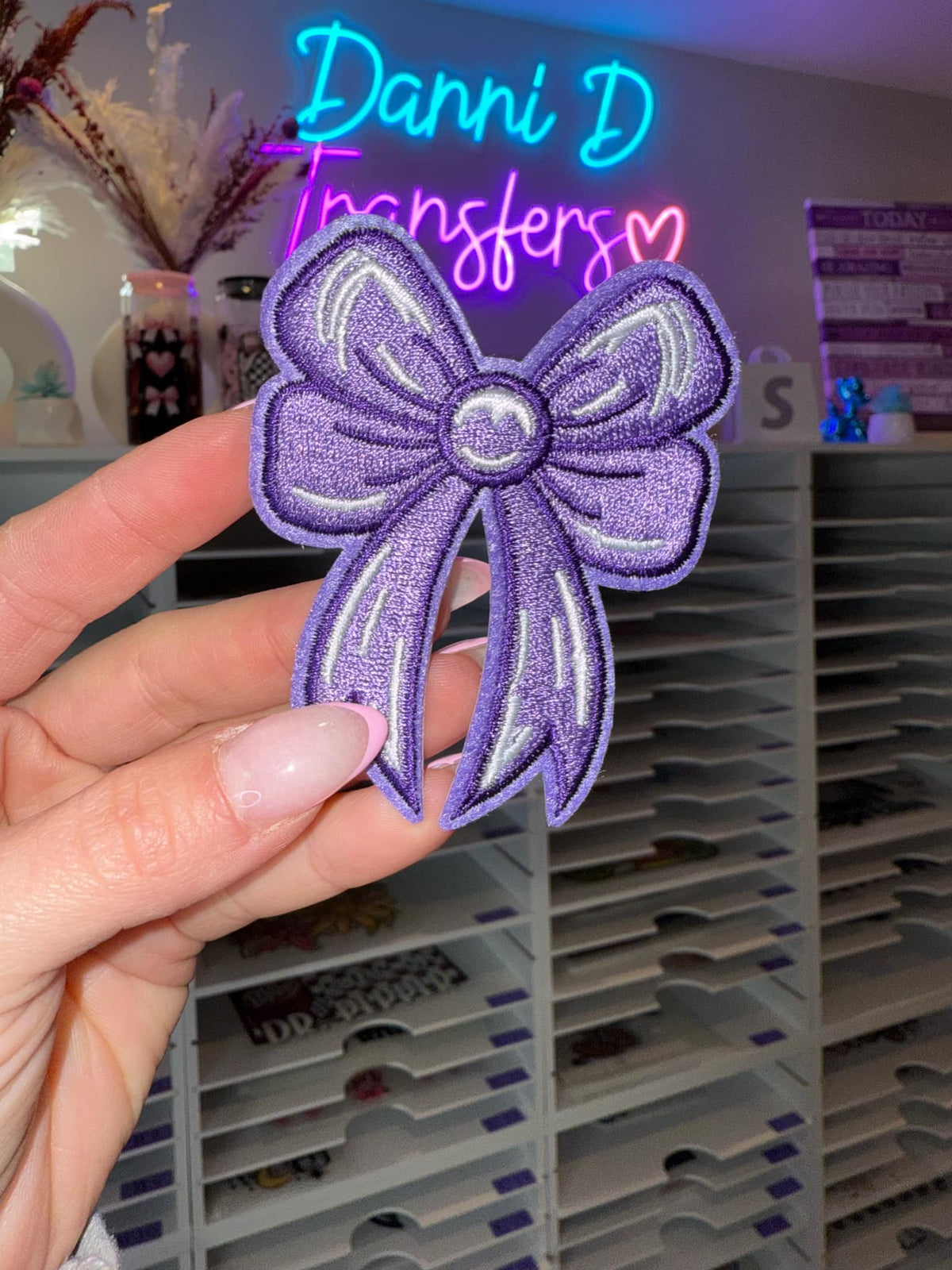 Purple Coquette Bow Hat Patch