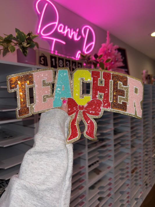 Teacher Sequin Chenille Patch