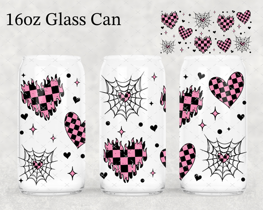 Pink/Black Checker Hearts UV Cup Wrap