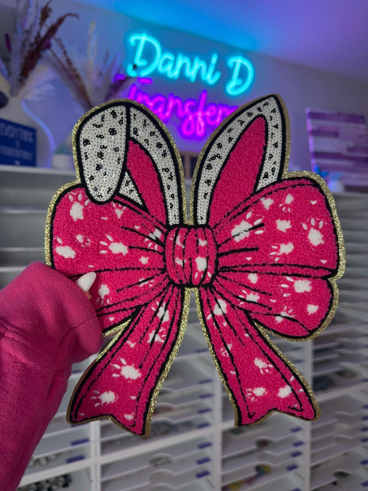 Pink Bunny Ear Chenille Patch