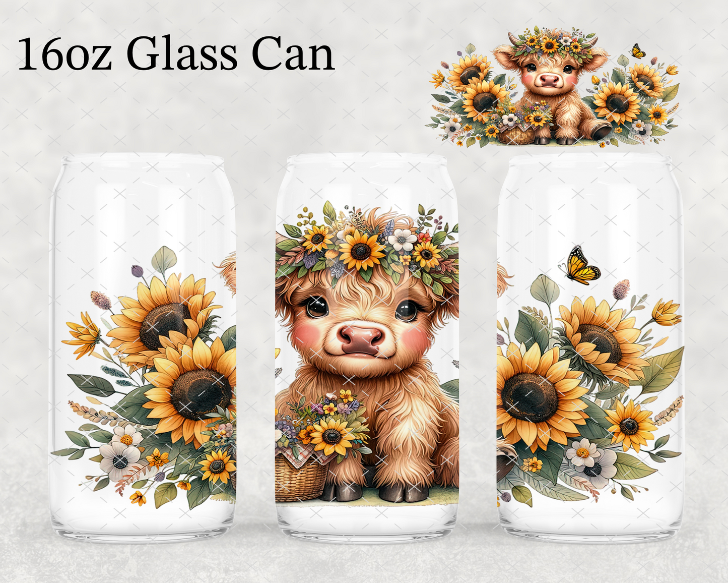 Sunflower Highland Cow UV Cup Wrap