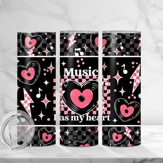 Music Has My Heart Sublimation Tumbler Wrap