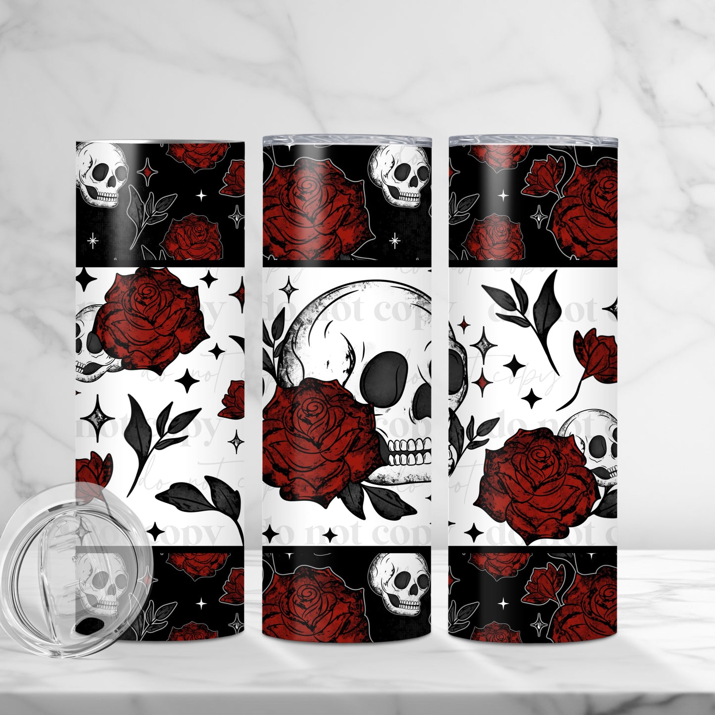 Skull Rose Sublimation Tumbler Wrap