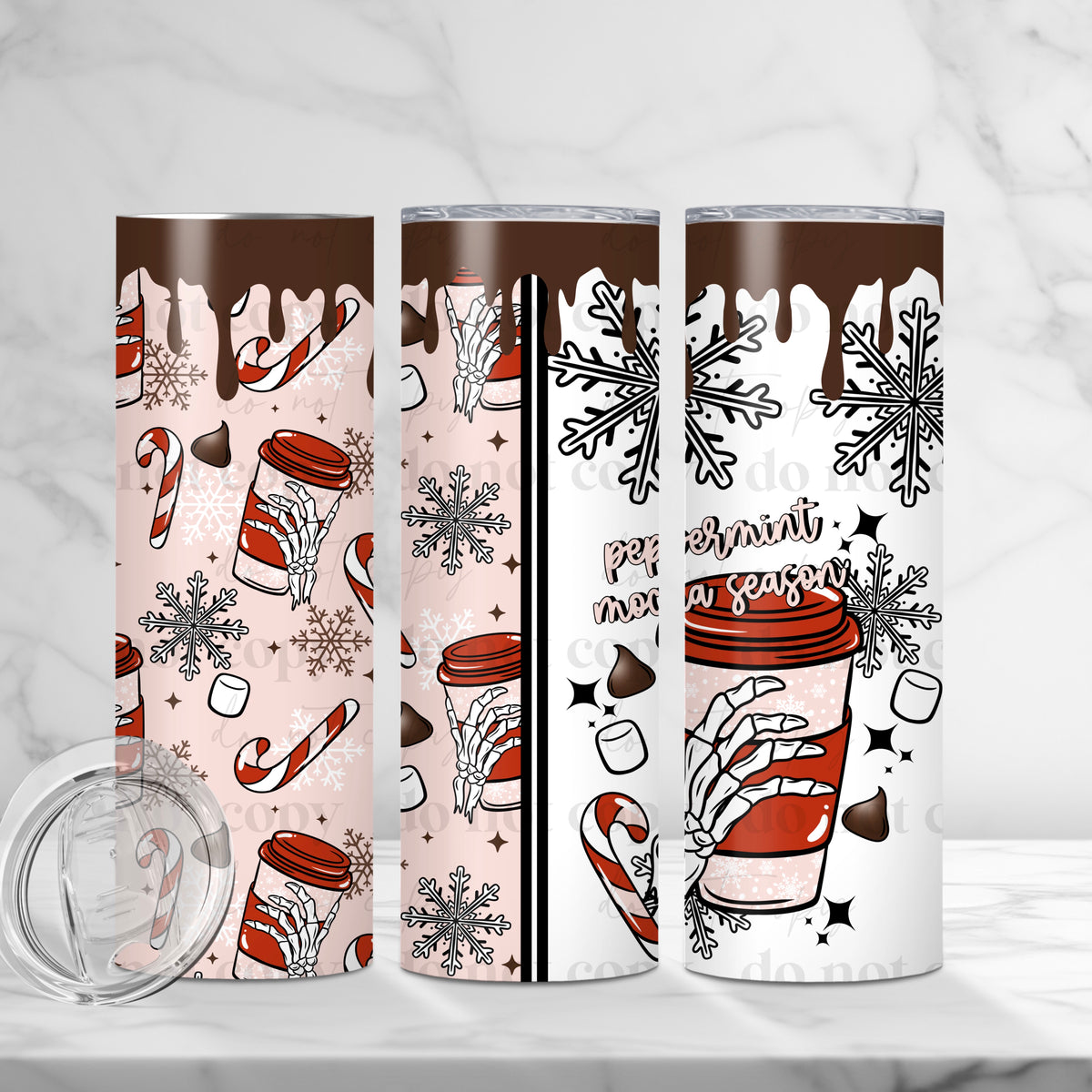 Peppermint Mocha 20oz Skinny Sublimation Tumbler
