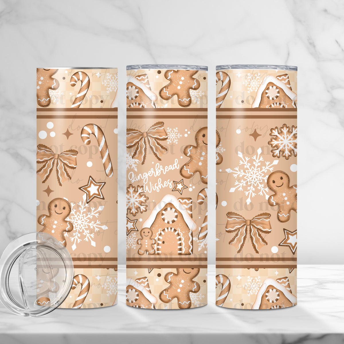 Gingerbread Wishes 20oz Skinny Sublimation Tumbler