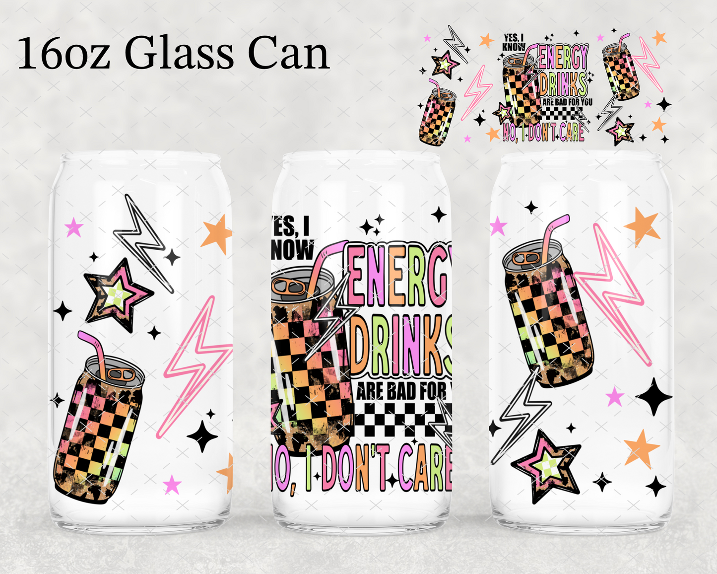 Checker Energy Drinks UV Cup Wrap