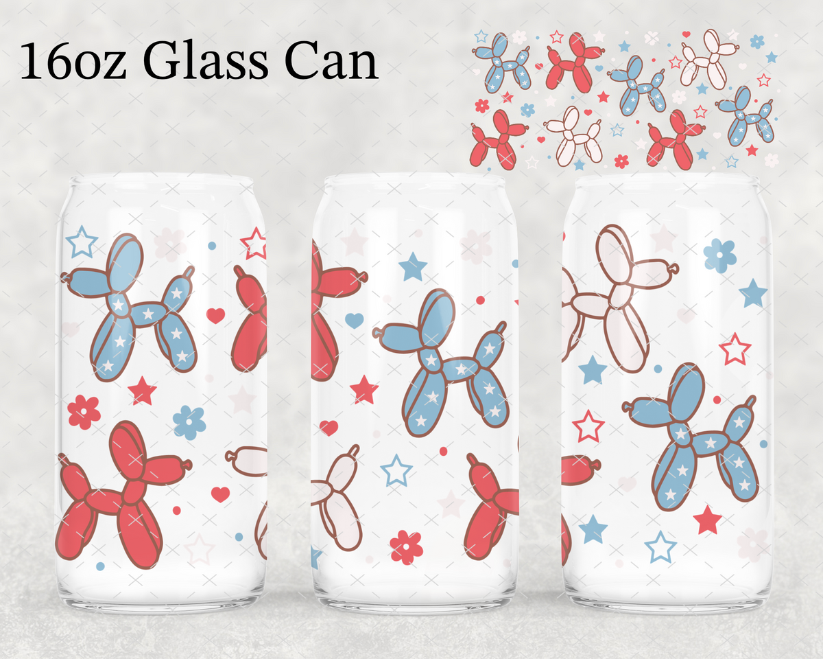 RWB Star Balloon Dog UV Cup Wrap