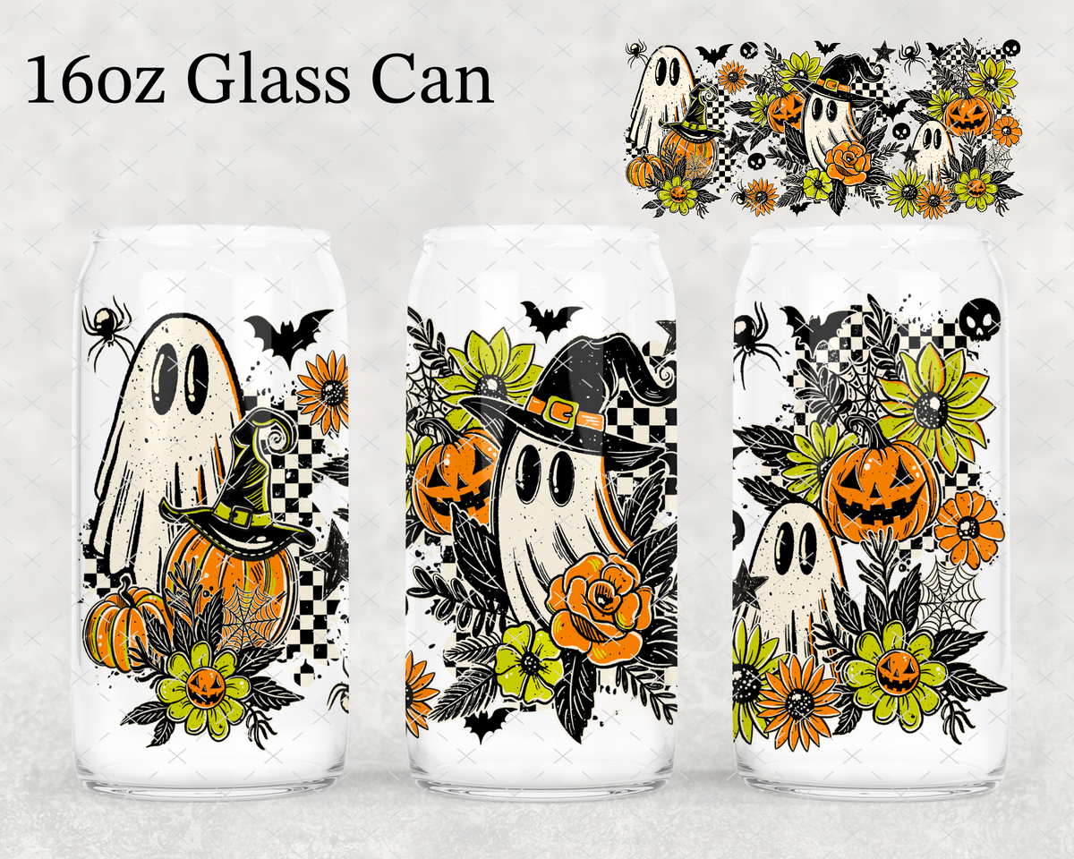 Checker Halloween Ghosties UV Cup Wrap