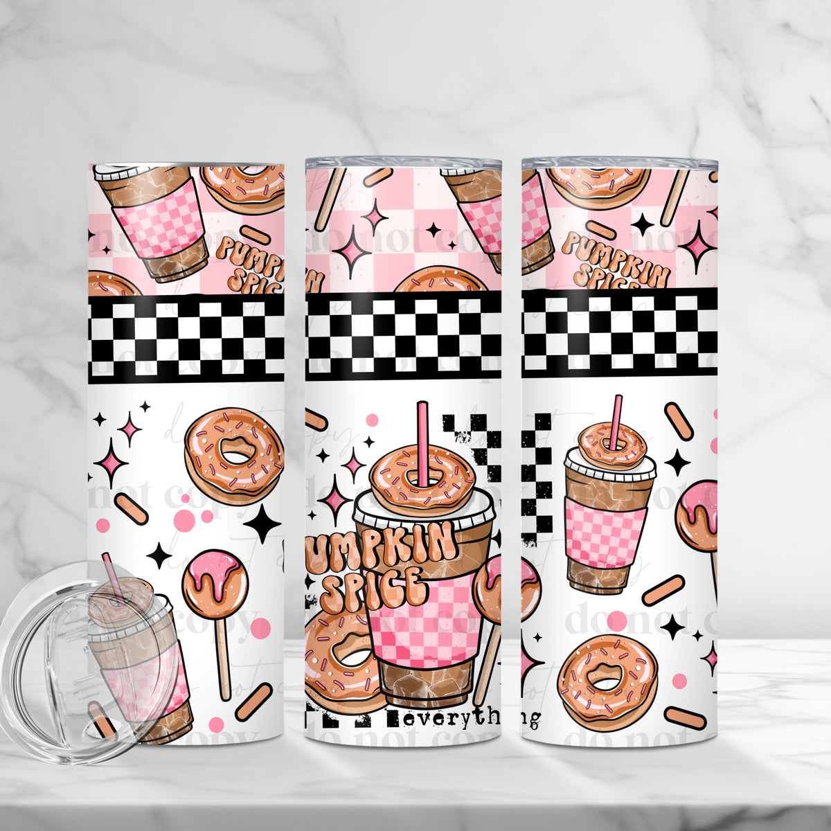 Pumpkin Spice Coffee & Donuts 20oz Skinny Sublimation Tumbler