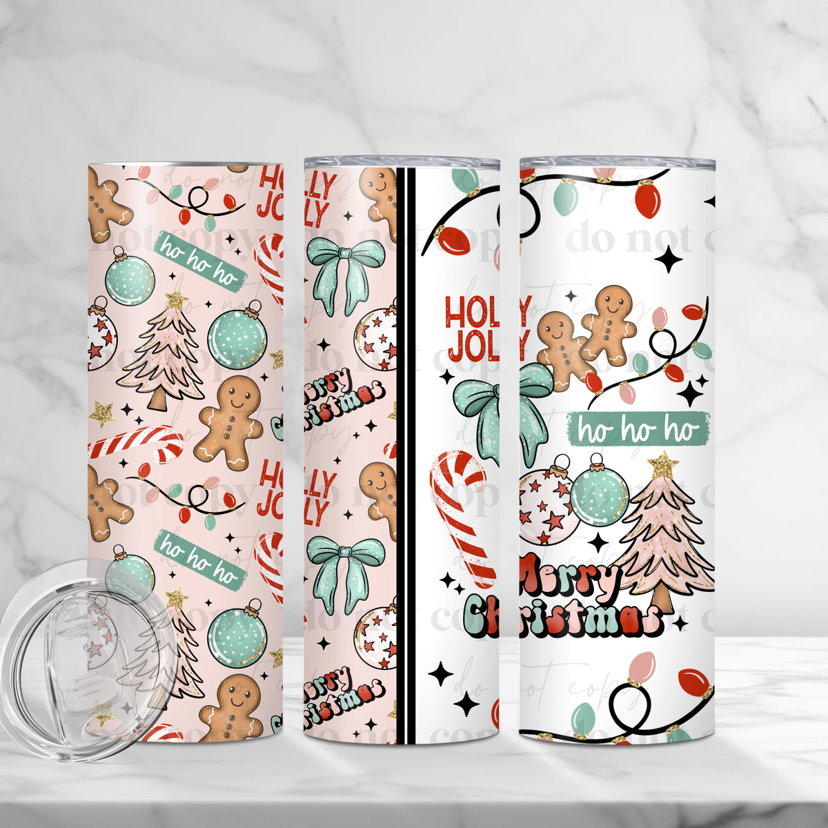 Holly Jolly 20oz Skinny Sublimation Tumbler
