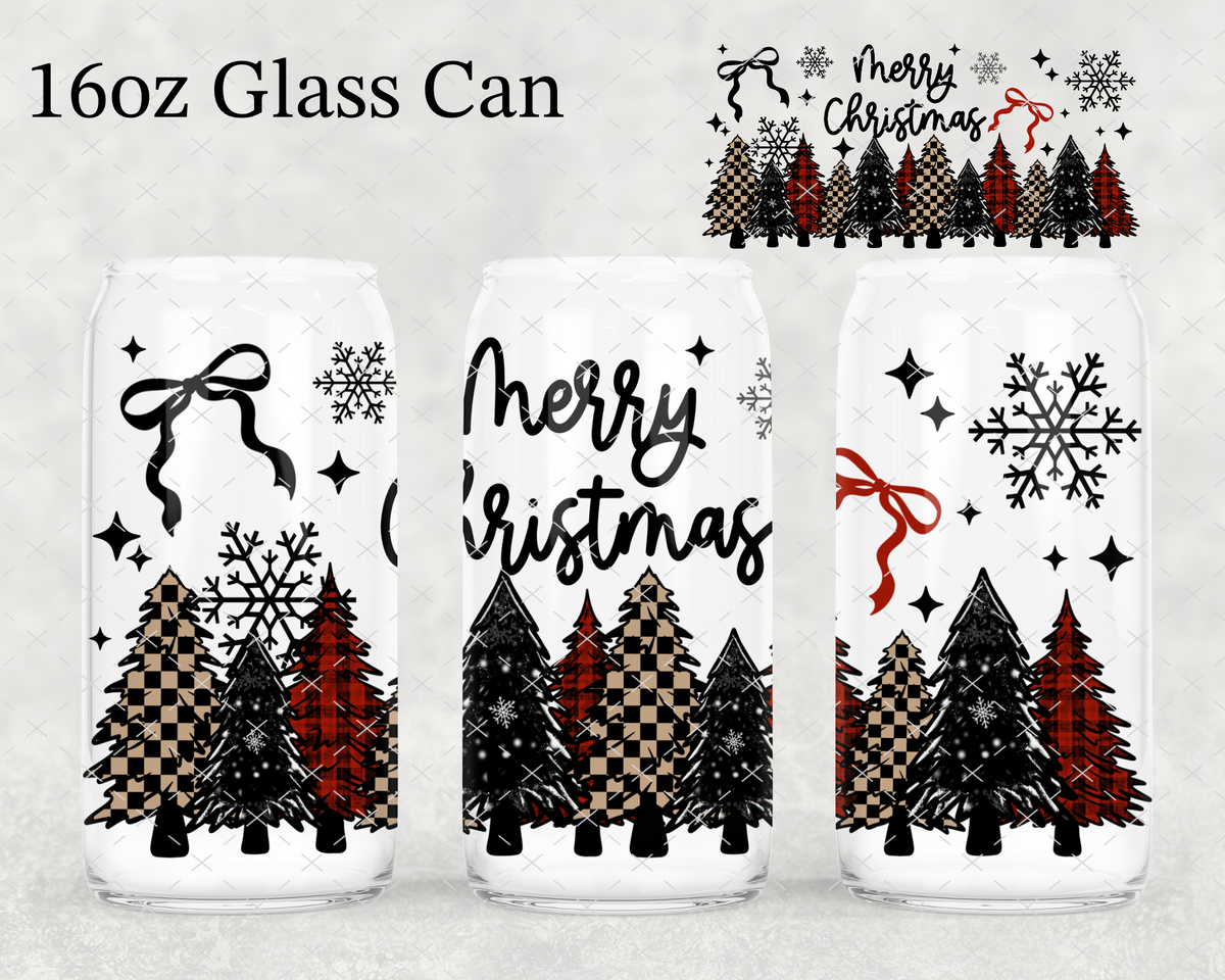 Merry Christmas Plaid Trees UV Cup Wrap