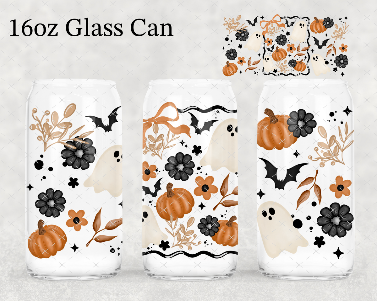 Floral Pumpkins & Ghosties UV Cup Wrap