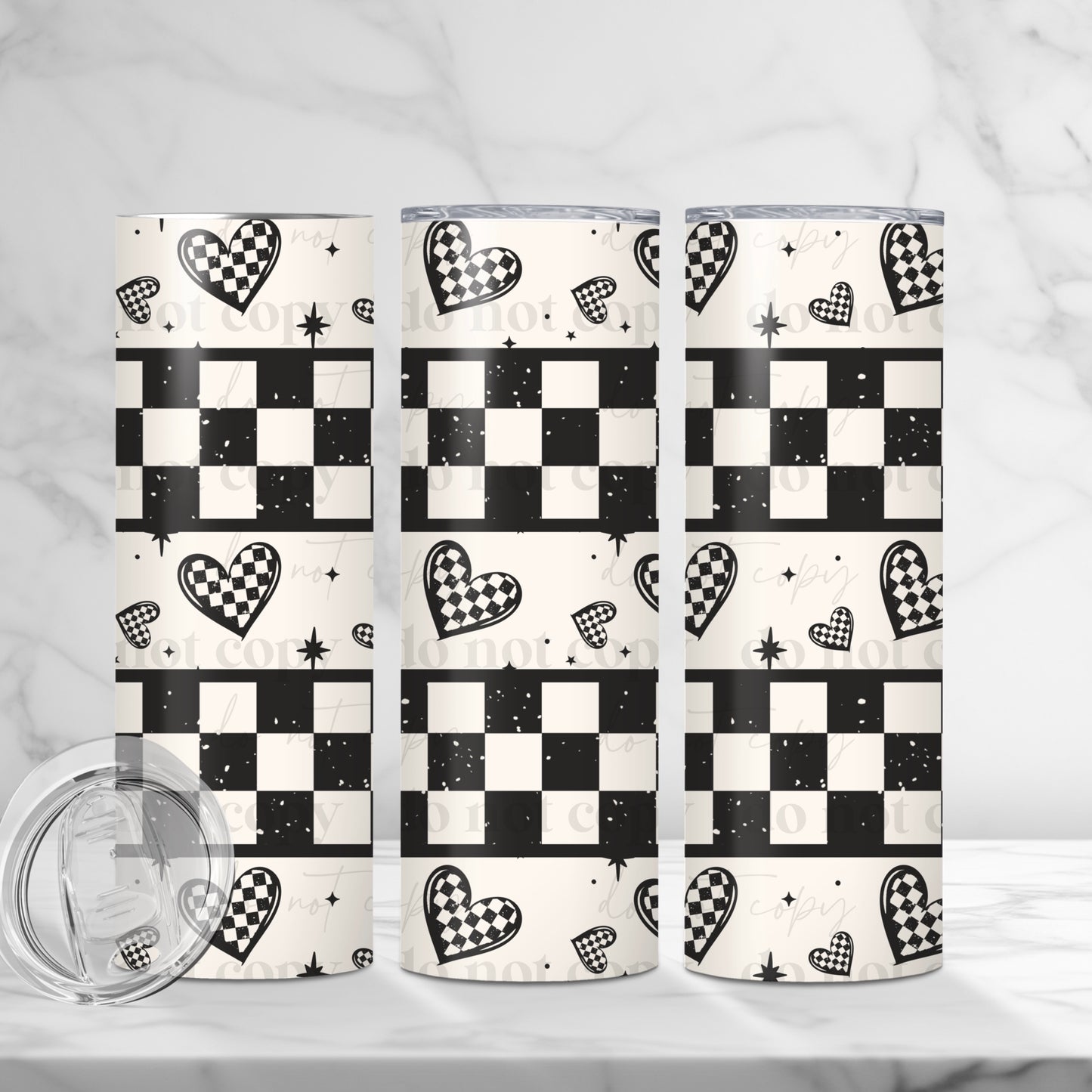 Checkered Hearts Sublimation Tumbler Wrap