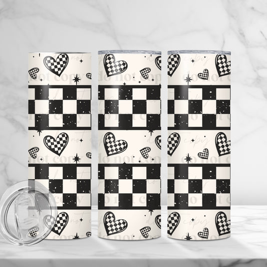 Checkered Hearts Sublimation Tumbler Wrap