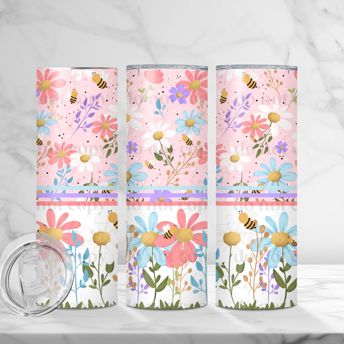 Spring Bees Sublimation Tumbler Wrap