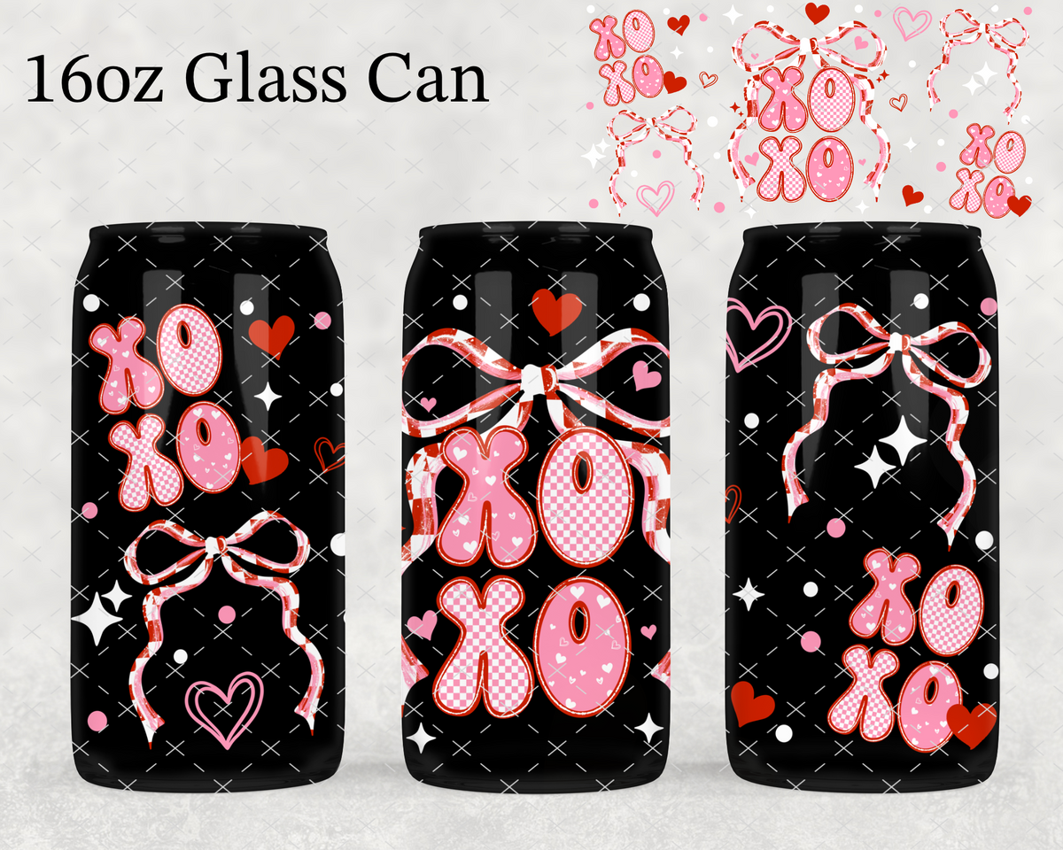 MTO Pink Checker XOXO Bows UV Cup Wrap