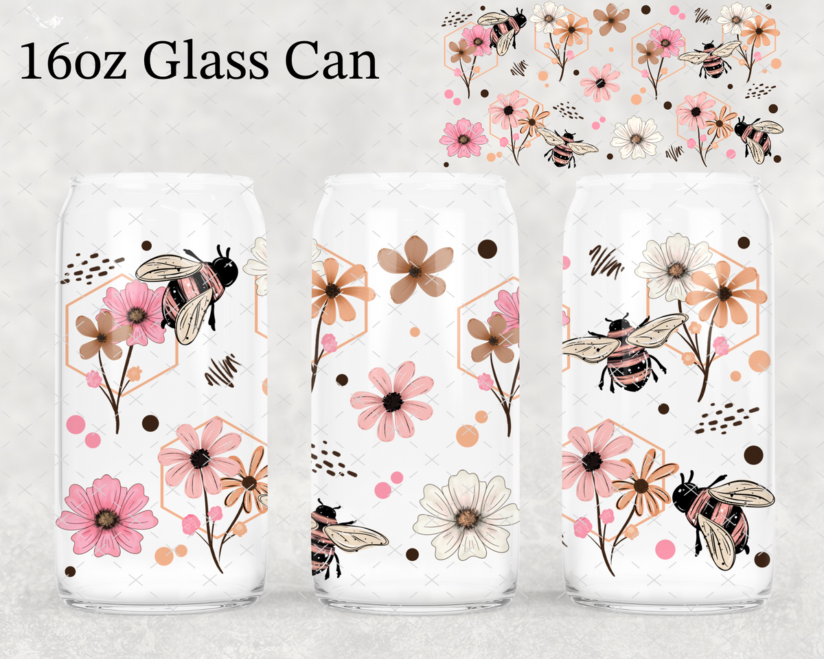 MTO Pink Floral Bees UV Cup Wrap