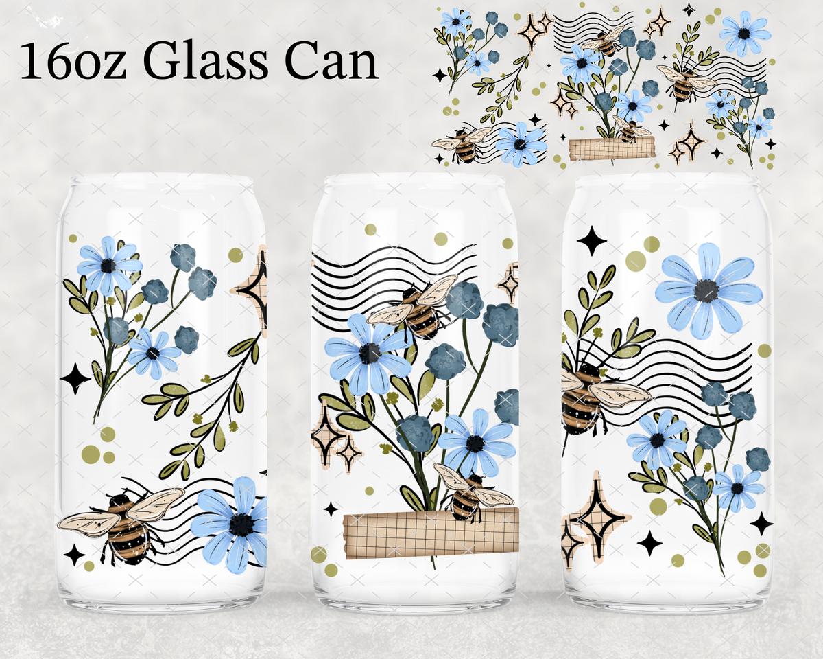 MTO Blue Flowers UV Cup Wrap