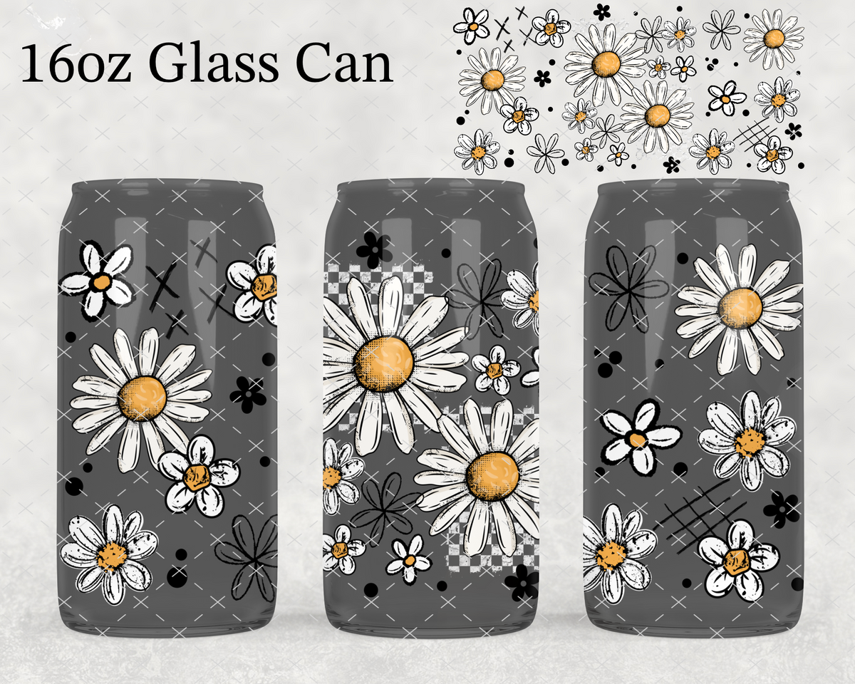 MTO Black & White Daisies UV Cup Wrap