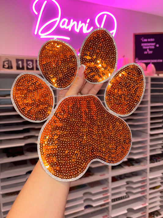 Paw Print Sequin Chenille Patch