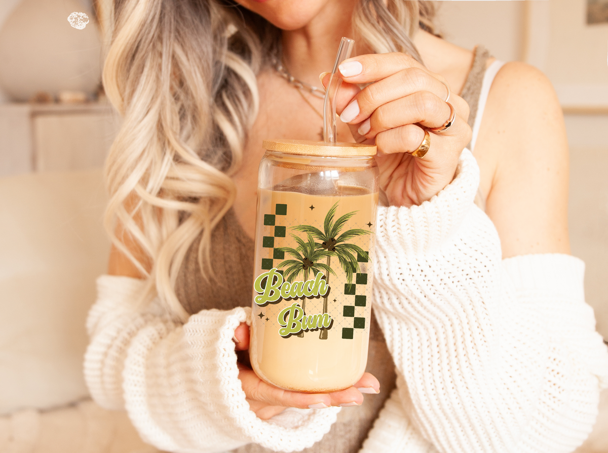 Beach Bum Palm Tree UV Decal