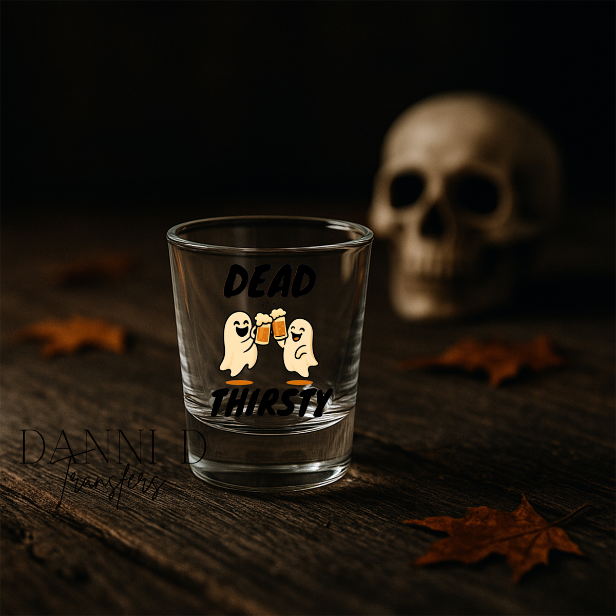 Dead Thirsty Shot Glass UV Decal