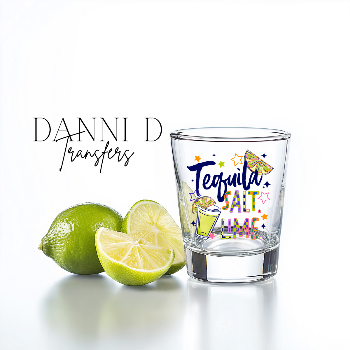Tequila Salt Lime Shot Glass UV Decal