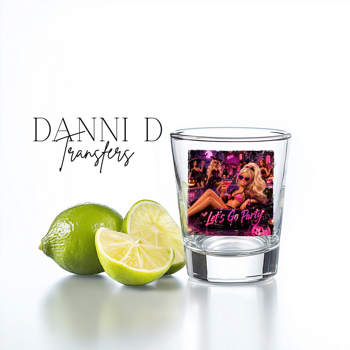 Let's Go Party Shot Glass UV Decal