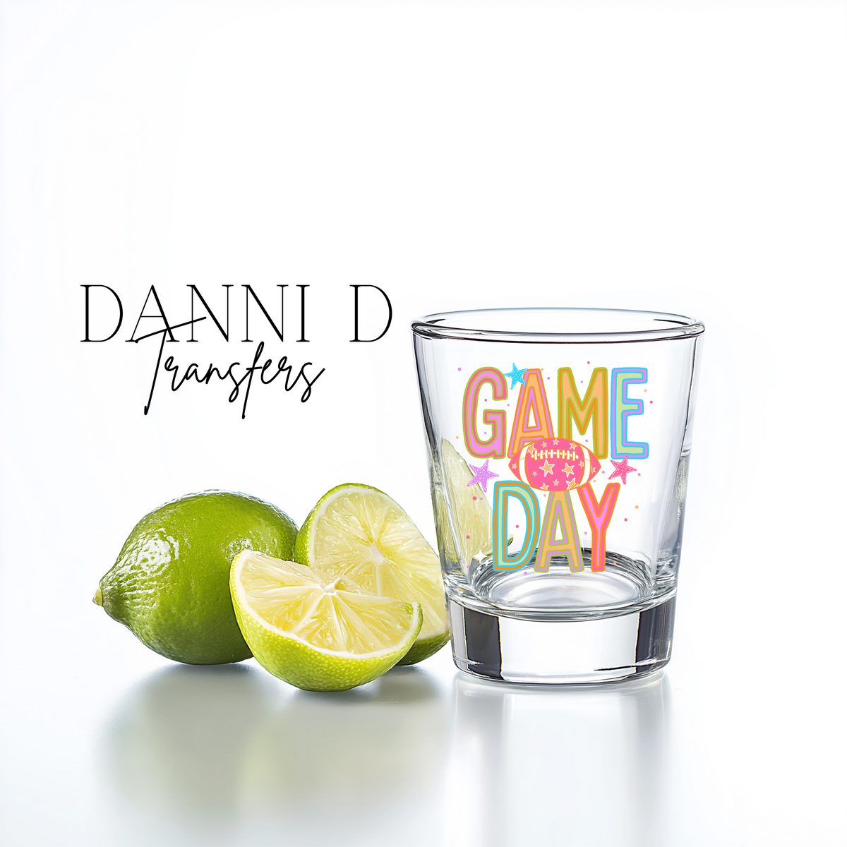Game Day Football Shot Glass UV Decal