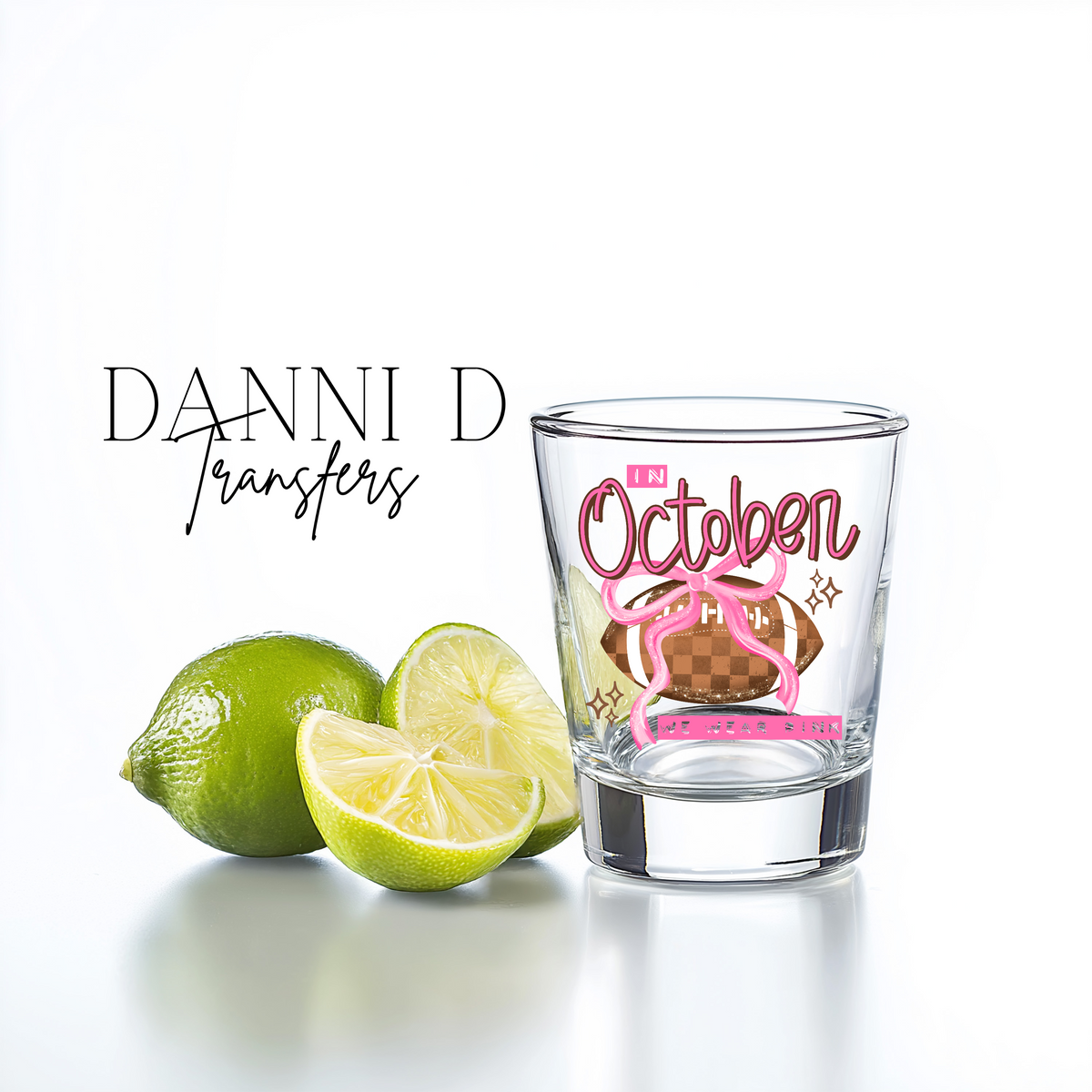 October Football Shot Glass UV Decal