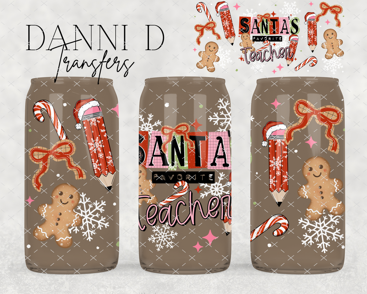 Santa's Favorite Teacher UV Cup Wrap