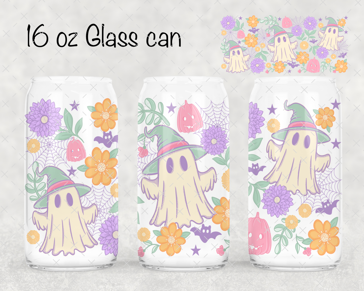 Floral Ghostie Witches UV Cup Wrap