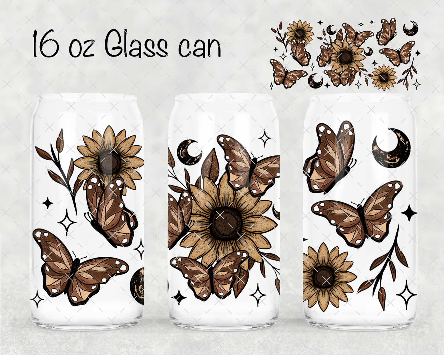 Brown Floral Butterflies UV Cup Wrap