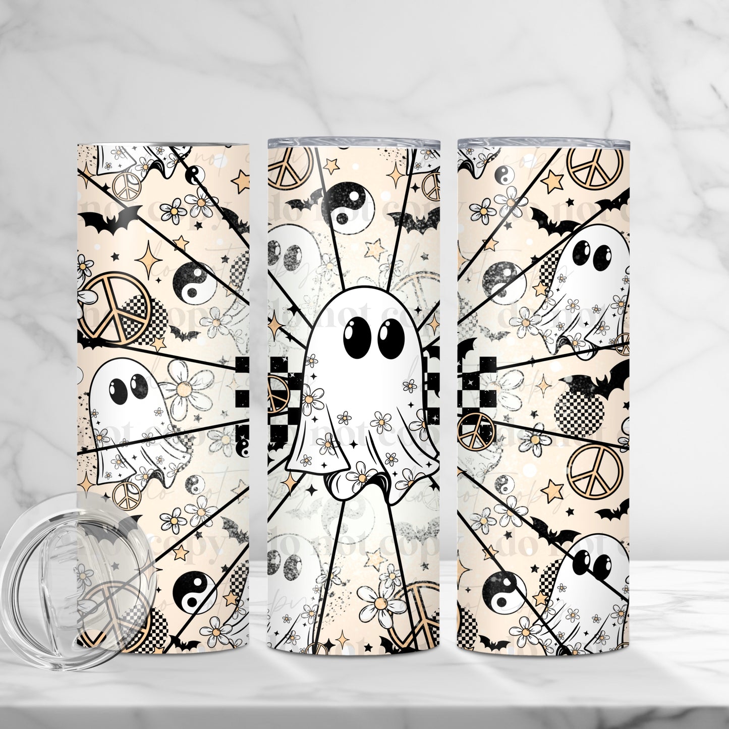 Daisy Ghostie sublimation tumbler wrap