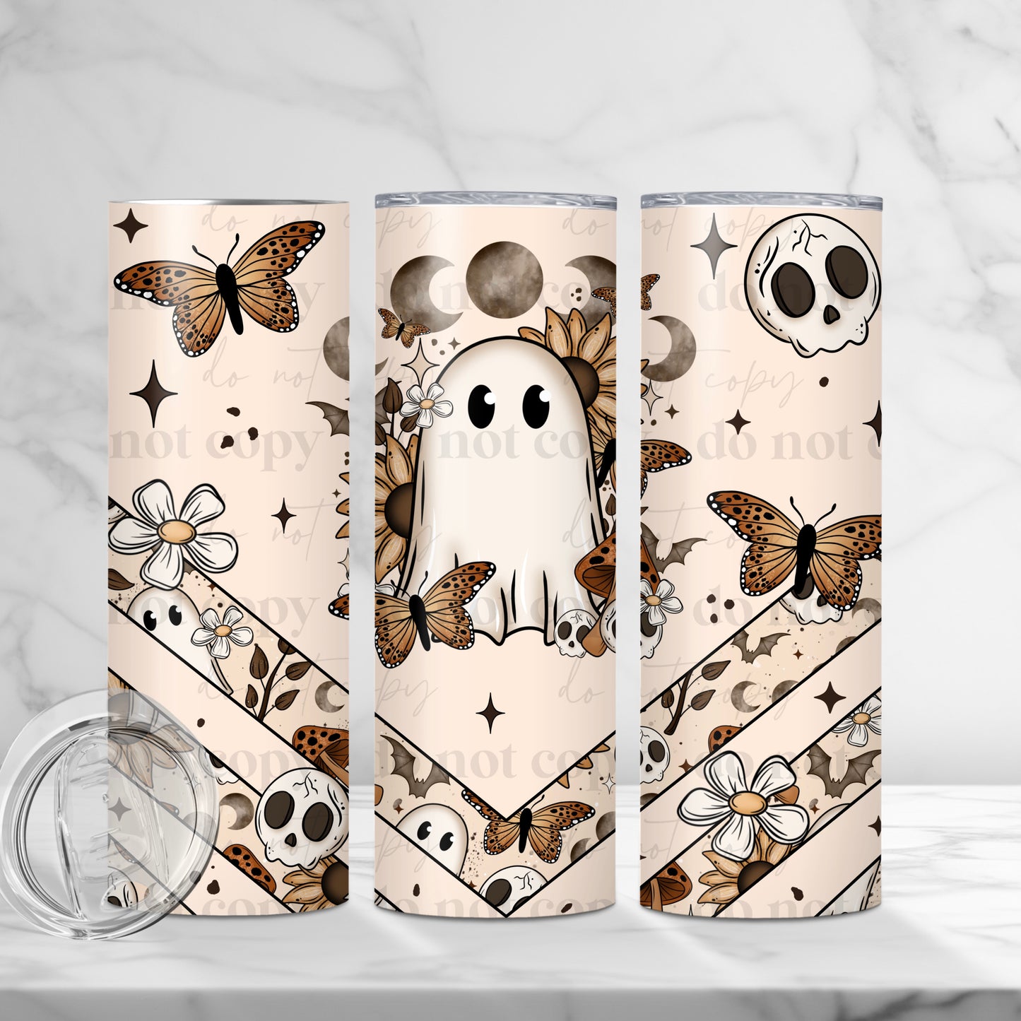 Boho Ghostie sublimation tumbler wrap