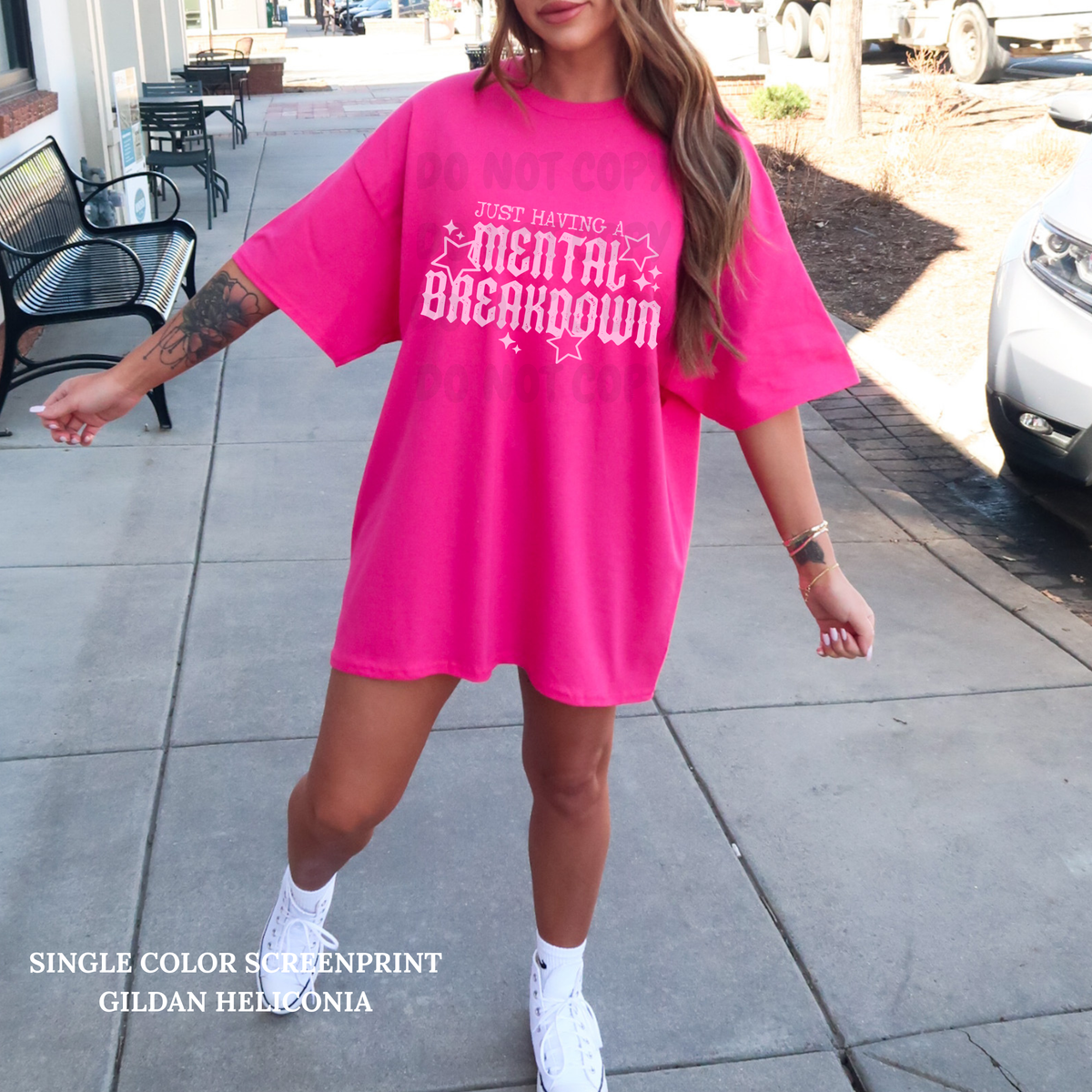 Mental Breakdown Single Color  *LIGHT PINK INK* Single Color Screen Print Transfer