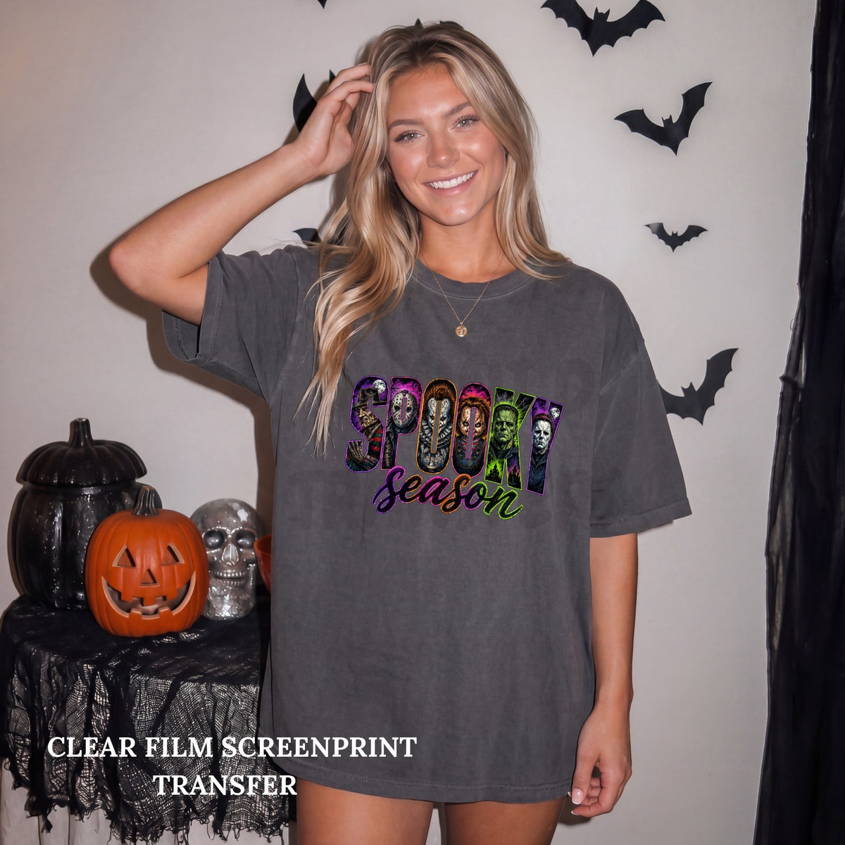 Neon Horror Spooky Season - Clear Film Screen Print
