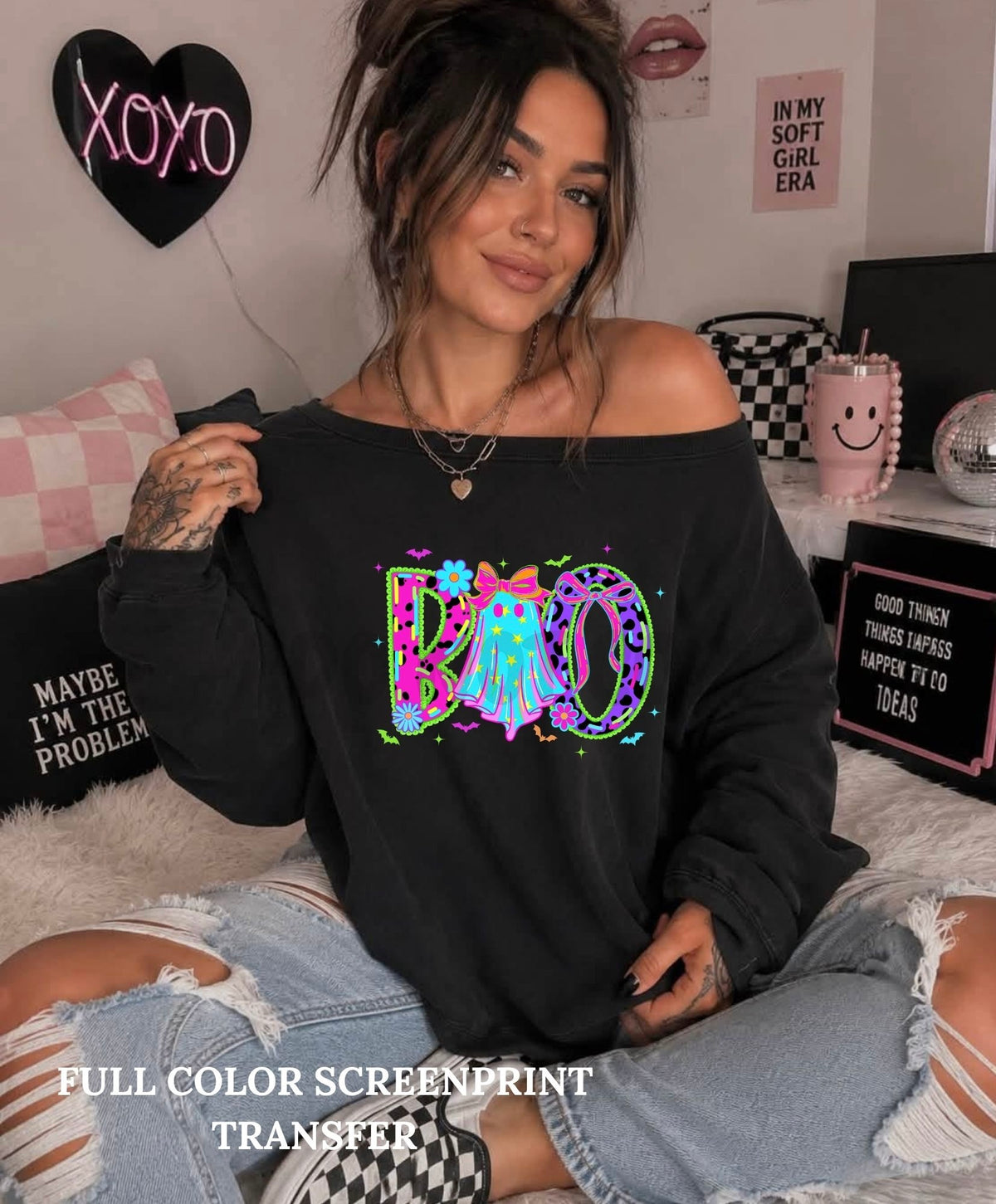 Neon Boo -Clear Film Screen Print