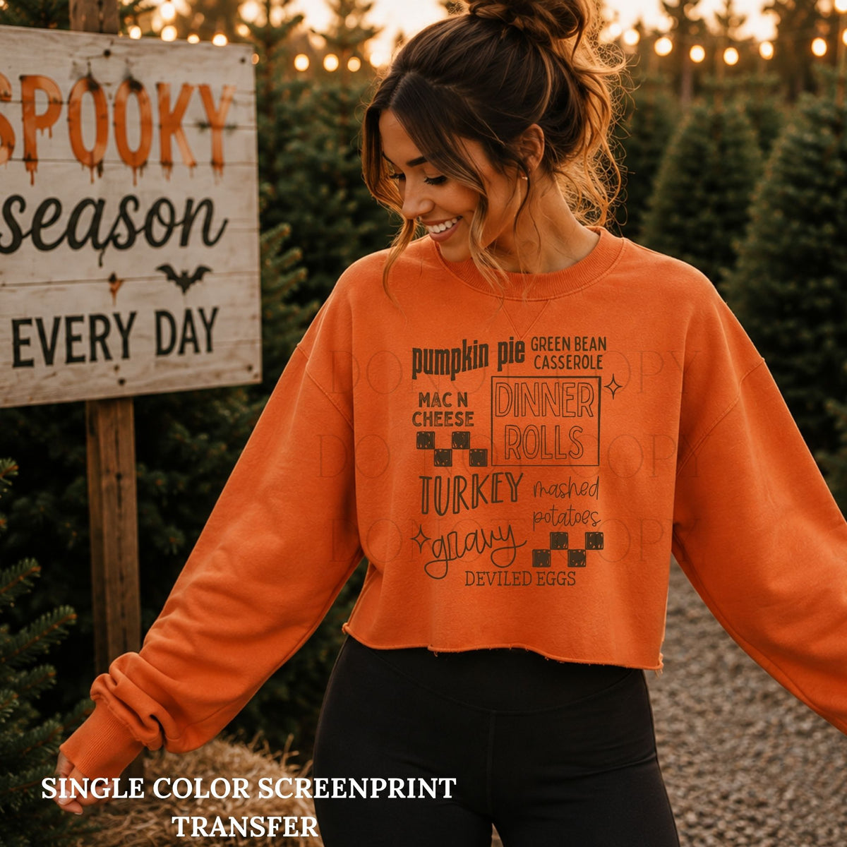Pumpkin Pie Single Color  *DOE BROWN INK* Single Color Screen Print Transfer