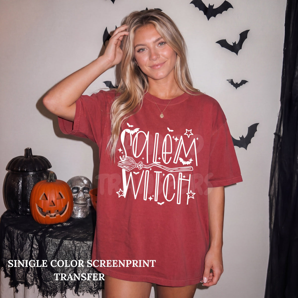 Salem Witch Single Color  *WHITE INK* Single Color Screen Print Transfer