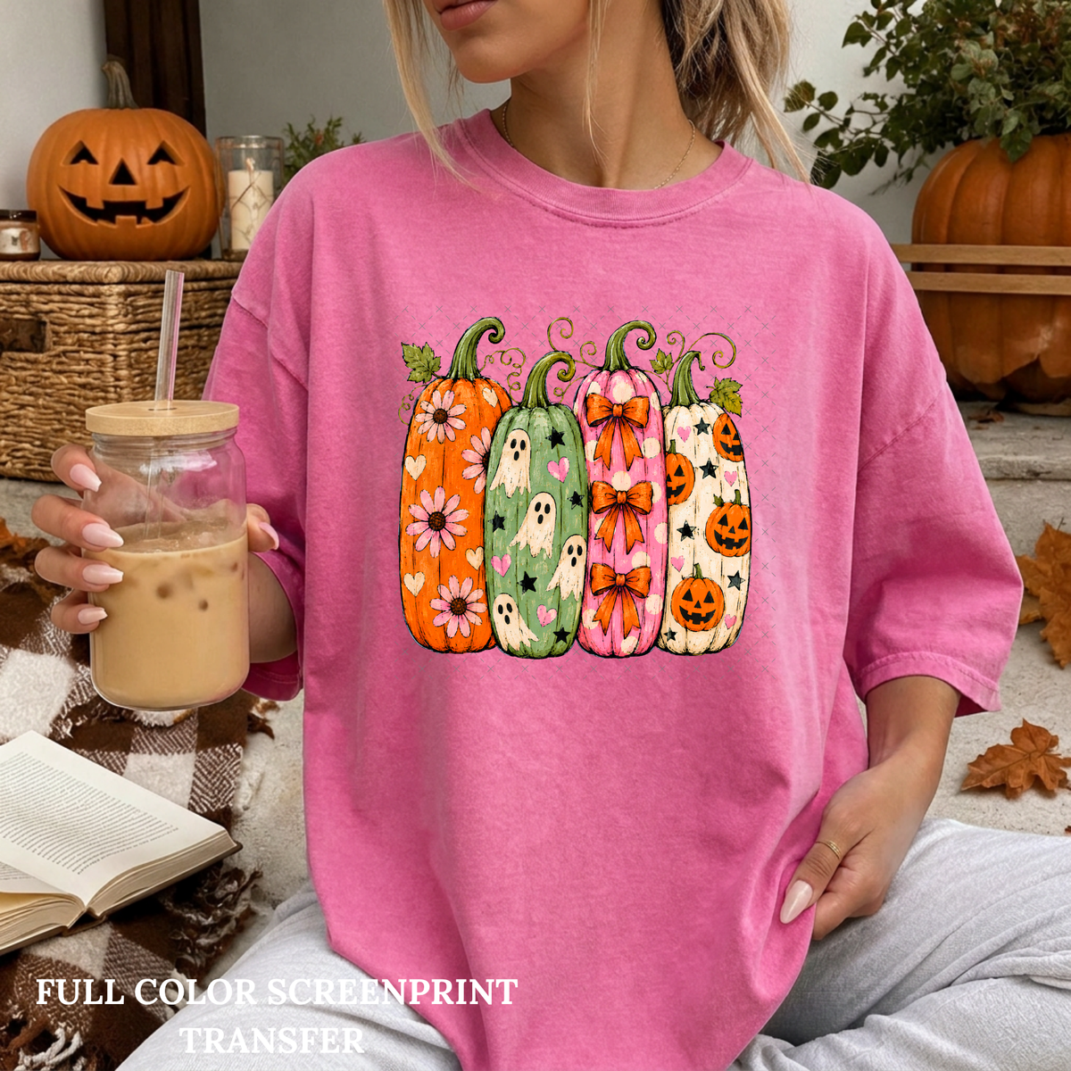 Colorful Pumpkins-Clear Film Screen Print