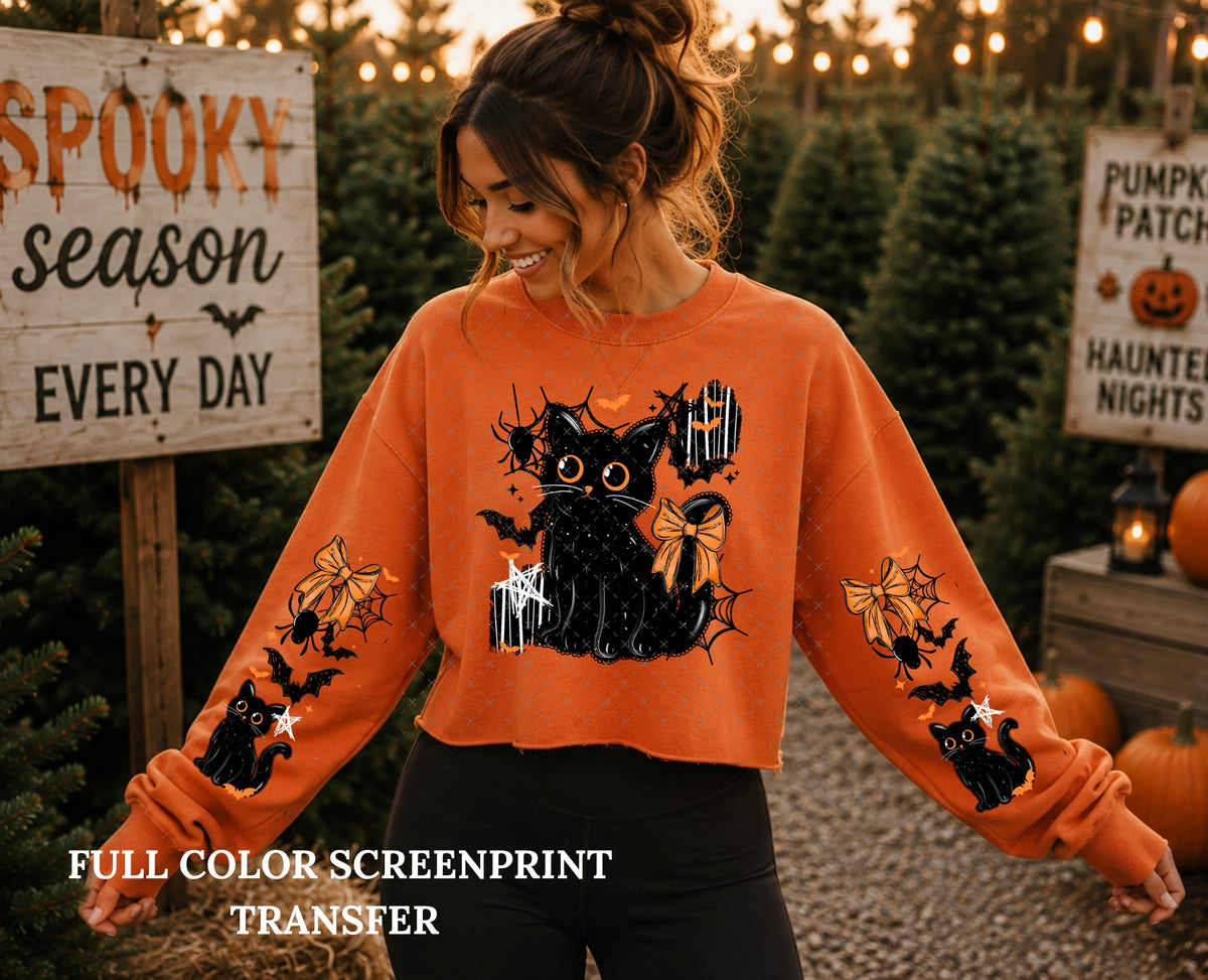 Black Cat w/ 2 Sleeves -Clear Film Screen Print