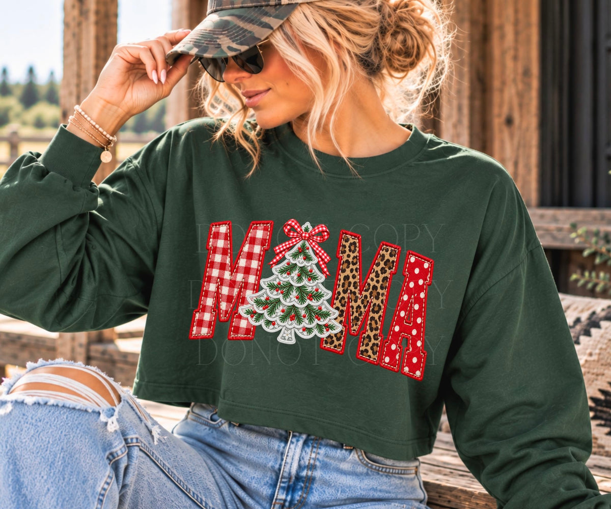 Mama Christmas Pattern-Clear Film Screen Print