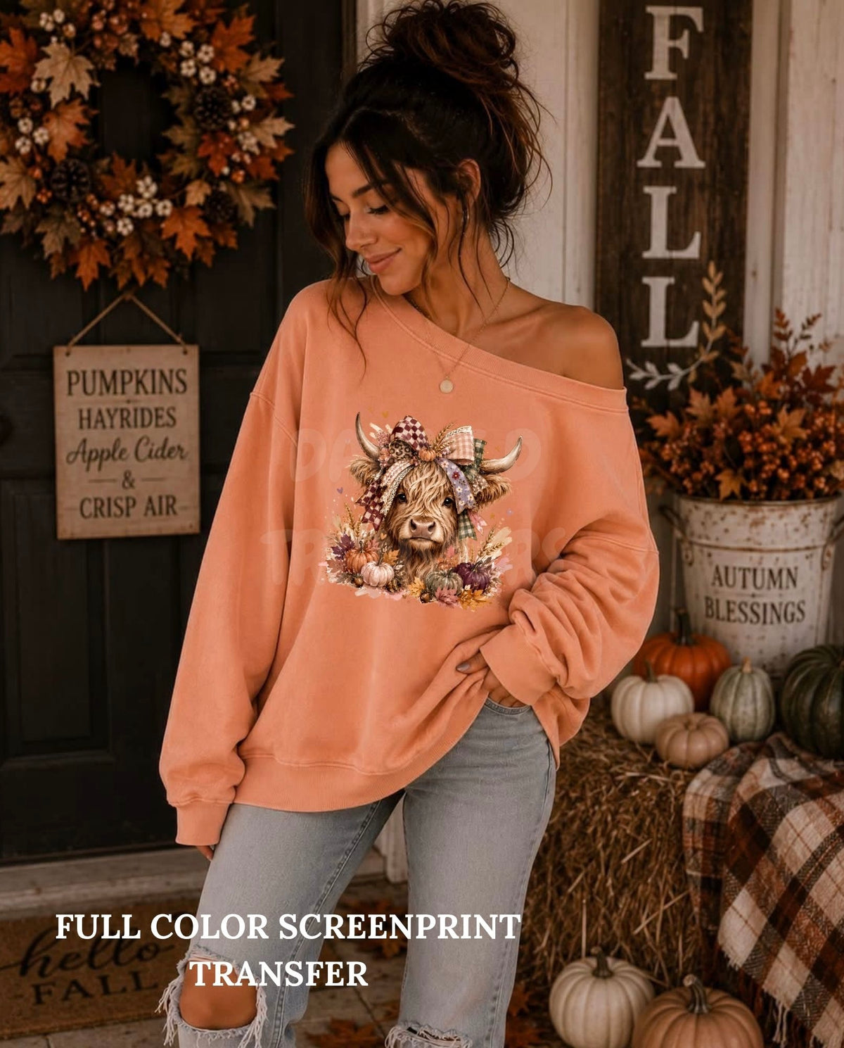 Fall Highland Cow- Clear Film Screen Print