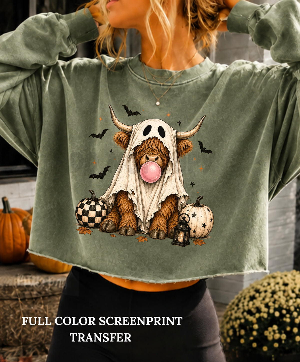 Highland Cow Ghostie -Clear Film Screen Print