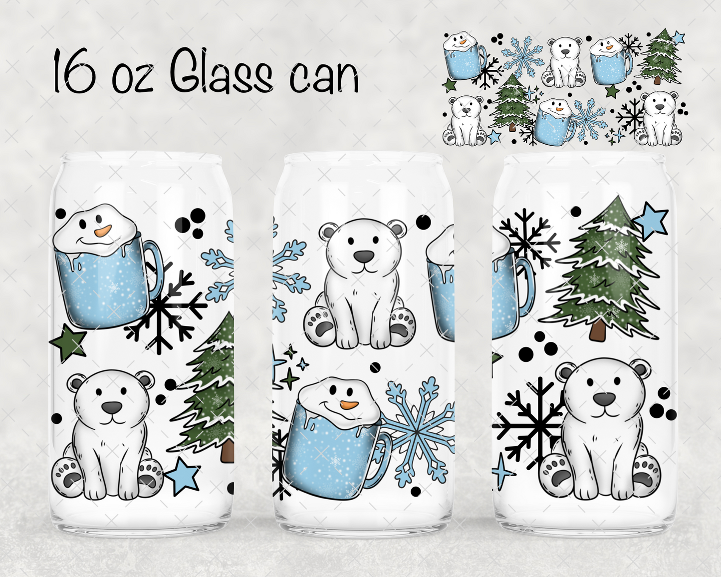 Polar Bear Pine Trees UV Cup Wrap