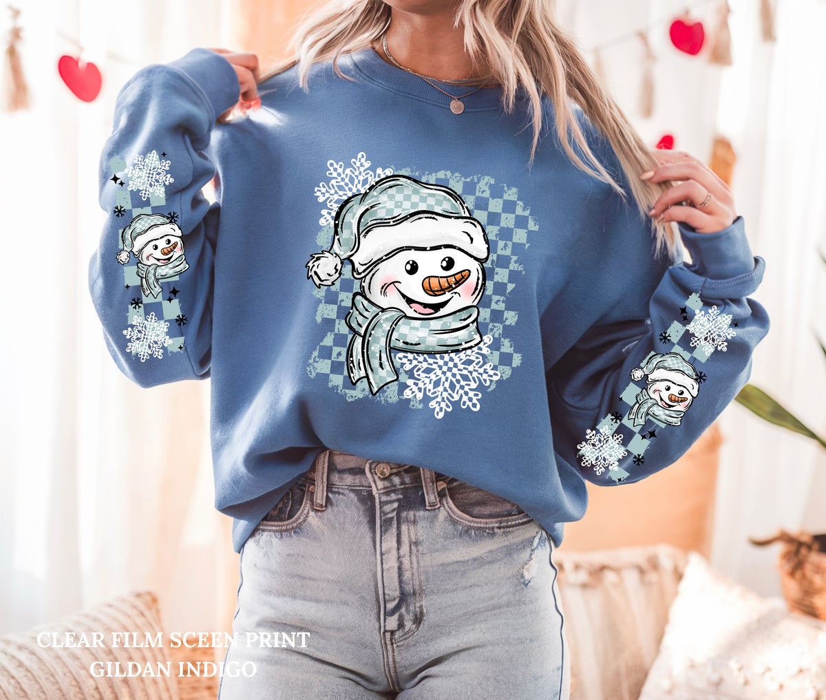 Blue Checker Snowman w/ 2 Sleeves-Clear Film