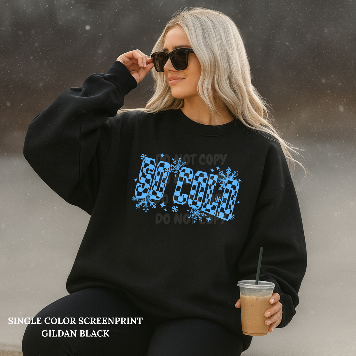 So Cold Single Color  *LIGHT BLUE INK* Single Color Screen Print Transfer